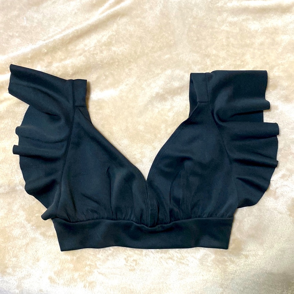 Mini Ruffle V-Neck Crop Top